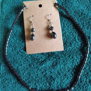 Hemotite Necklace and Earring Set